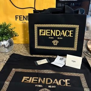Fendace Shopper Canvas Tote Sm Fendi/Versace collab